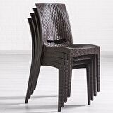 Rattan 90x150 Bahçe&Balkon&Teras Masa Seti - Kahve