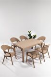 Garden Large Rattan Cappucino Masa Takımı Bahçe&Balkon - 1 Masa 6 Sandalye