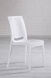 Rattan Large Camlı Beyaz Masa Takımı Bahçe&balkon 1 Camlı Masa + 6 Sandalye