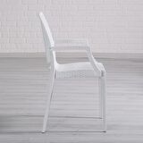 Rattan Small Lüx Camlı Beyaz Masa Takımı Bahçe&balkon 1 Camlı Masa + 4 Sandalye