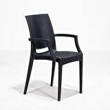 Rattan Lüx 80x80 Bahçe&Balkon&Teras Masa Seti - Antrasit