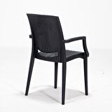 Rattan Lüx 80x80 Bahçe&Balkon&Teras Masa Seti - Antrasit