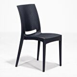 Rattan Camlı 80x80 Bahçe&Balkon&Teras Masa Seti - Antrasit