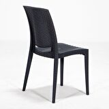 Rattan Camlı 80x80 Bahçe&Balkon&Teras Masa Seti - Antrasit