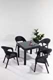 Garden Camlı  80x80 Bahçe&Balkon&Teras Masa Seti - Antrasit
