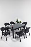 Garden Camlı 90x150 Bahçe&Balkon&Teras Masa Seti - Antrasit