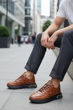 İç Dış Hakiki Deri Kalın Taban Erkek Sneaker