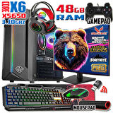 WarboX Bigbear Xeon X5650 48gb Ram 256gb Ssd 250gb Hdd R7 240-4gb E.kartı 19" Monitör Gaming Bilgisayar