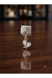 Taşlı Kalp Model Paslanmaz Çelik Charm