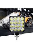 4 Adet 16 Led Kare Çalışma Lambası 110x110mm Off Road Traktör Tekne