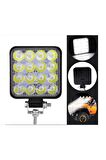 4 Adet 16 Led Kare Çalışma Lambası 110x110mm Off Road Traktör Tekne