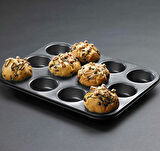 12 Bölmeli Metal Yapışmaz Muffin Kek Kalıbı