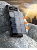 10000 Mah Powerbank Göstergeli Powerbank Solar Fenerli Güneş Enerjili Type C - Lightning - Micro USB - USB Kablolu Powerbank Taşınabilir Şarj Aleti Hızlı Şarj Aleti