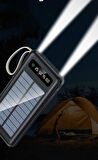 10000 Mah Powerbank Göstergeli Powerbank Solar Fenerli Güneş Enerjili Type C - Lightning - Micro USB - USB Kablolu Powerbank Taşınabilir Şarj Aleti Hızlı Şarj Aleti