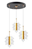 Sonbahar Modern Sarkıt Üçlü Yaprak Görünümlü A+ Tasarruflu Led Avize Sarı Detaylı Avize