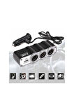 3 Port  1 Usb Oto Araç Çakmaklık Çoğaltıcı Çoklayıcı Hub