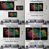 Siyah Zemin İller ve İlçeler Türkiye Haritası Renkli Dekoratif Kanvas Tablo, Duvar Dekoru 1016