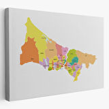 İstanbul İlçeleri Haritası Dekoratif Kanvas Tablo, Duvar Dekoru 1017