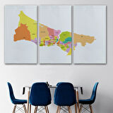 İstanbul İlçeleri Haritası Dekoratif Kanvas Tablo, Duvar Dekoru 1017