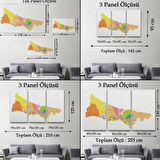 İstanbul İlçeleri Haritası Dekoratif Kanvas Tablo, Duvar Dekoru 1017