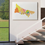 İstanbul İlçeleri Haritası Dekoratif Kanvas Tablo, Duvar Dekoru 1017