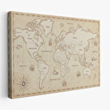 Eskitme Vintage İngilizce Dünya Haritası Fantastik Dekoratif Kanvas Tablo, Duvar Dekoru 1075