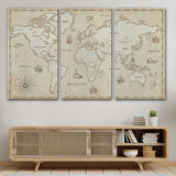 Eskitme Vintage İngilizce Dünya Haritası Fantastik Dekoratif Kanvas Tablo, Duvar Dekoru 1075