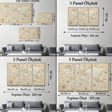 Eskitme Vintage İngilizce Dünya Haritası Fantastik Dekoratif Kanvas Tablo, Duvar Dekoru 1075