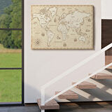 Eskitme Vintage İngilizce Dünya Haritası Fantastik Dekoratif Kanvas Tablo, Duvar Dekoru 1075