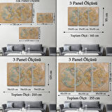 Eskitme Dünya Haritası Vintage İngilizce Fantastik Dekoratif Kanvas Tablo, Duvar Dekoru 1092