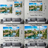 Tarihi Mostar Köprüsü Manzarası, Sanatsal Dekoratif Kanvas Tablo, Duvar Dekoru 1115