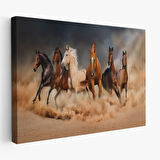 Koşan Atlar, Hayvan Temalı Dekoratif Kanvas Tablo, Duvar Dekoru 1126