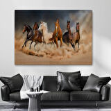 Koşan Atlar, Hayvan Temalı Dekoratif Kanvas Tablo, Duvar Dekoru 1126