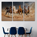 Koşan Atlar, Hayvan Temalı Dekoratif Kanvas Tablo, Duvar Dekoru 1126