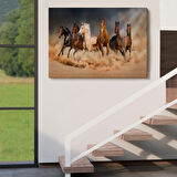 Koşan Atlar, Hayvan Temalı Dekoratif Kanvas Tablo, Duvar Dekoru 1126