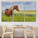 Manzara ve At, Hayvan Temalı Dekoratif Kanvas Tablo, Duvar Dekoru 1131