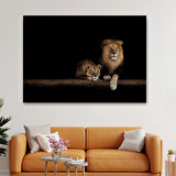 Aslanlar, Hayvan Temalı Dekoratif Kanvas Tablo, Duvar Dekoru 1151