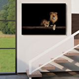 Aslanlar, Hayvan Temalı Dekoratif Kanvas Tablo, Duvar Dekoru 1151