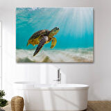 Caretta Caretta, Hayvan Temalı Dekoratif Kanvas Tablo, Duvar Dekoru 1174