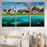 Hayvanlar Alemi, Hayvan Temalı Dekoratif Kanvas Tablo, Duvar Dekoru 1177