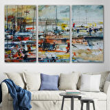 Limandaki Tekneler, Modern Dekoratif Kanvas Tablo, Duvar Dekoru 1185