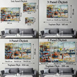 Limandaki Tekneler, Modern Dekoratif Kanvas Tablo, Duvar Dekoru 1185