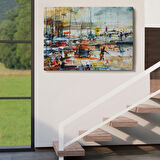 Limandaki Tekneler, Modern Dekoratif Kanvas Tablo, Duvar Dekoru 1185