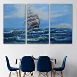 Okyanustaki Büyük Yelkenli, Modern Dekoratif Kanvas Tablo, Duvar Dekoru 1215
