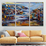 Volkan Eteğindeki Kasaba, Modern Dekoratif Kanvas Tablo, Duvar Dekoru 1226