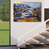 Volkan Eteğindeki Kasaba, Modern Dekoratif Kanvas Tablo, Duvar Dekoru 1226