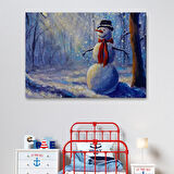 Güneş Işınları ve Kardanadam, Modern Dekoratif Kanvas Tablo, Duvar Dekoru 1239