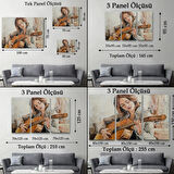 Gitar Çalan Kız, Modern Dekoratif Kanvas Tablo, Duvar Dekoru 1241