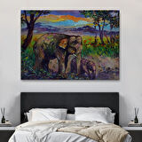 Yavru Fil ve Anne Fil, Modern Dekoratif Kanvas Tablo, Duvar Dekoru 1242