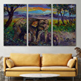 Yavru Fil ve Anne Fil, Modern Dekoratif Kanvas Tablo, Duvar Dekoru 1242